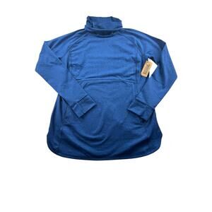 Duluth Trading Co Plushcious Funnel Neck Tunic Size L Blue Long Sleeve Soft NWT